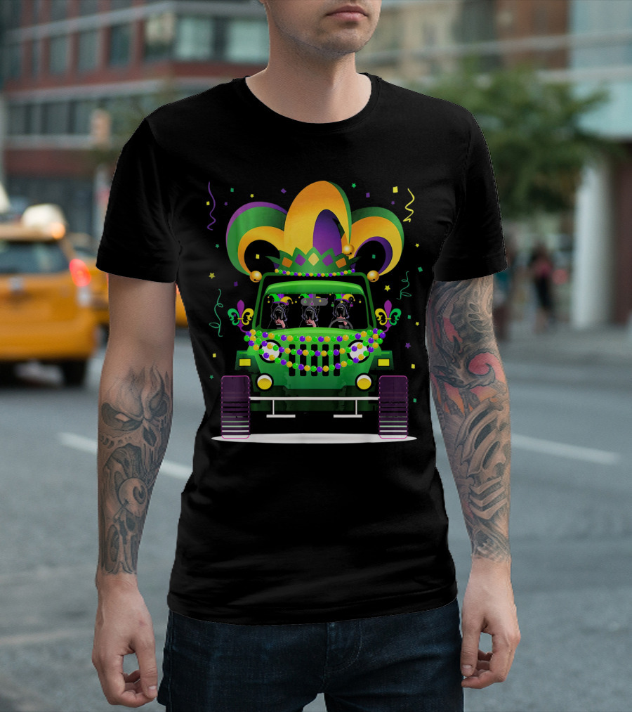 Great Dane Jeep Mardi Gras Party T-Shirt