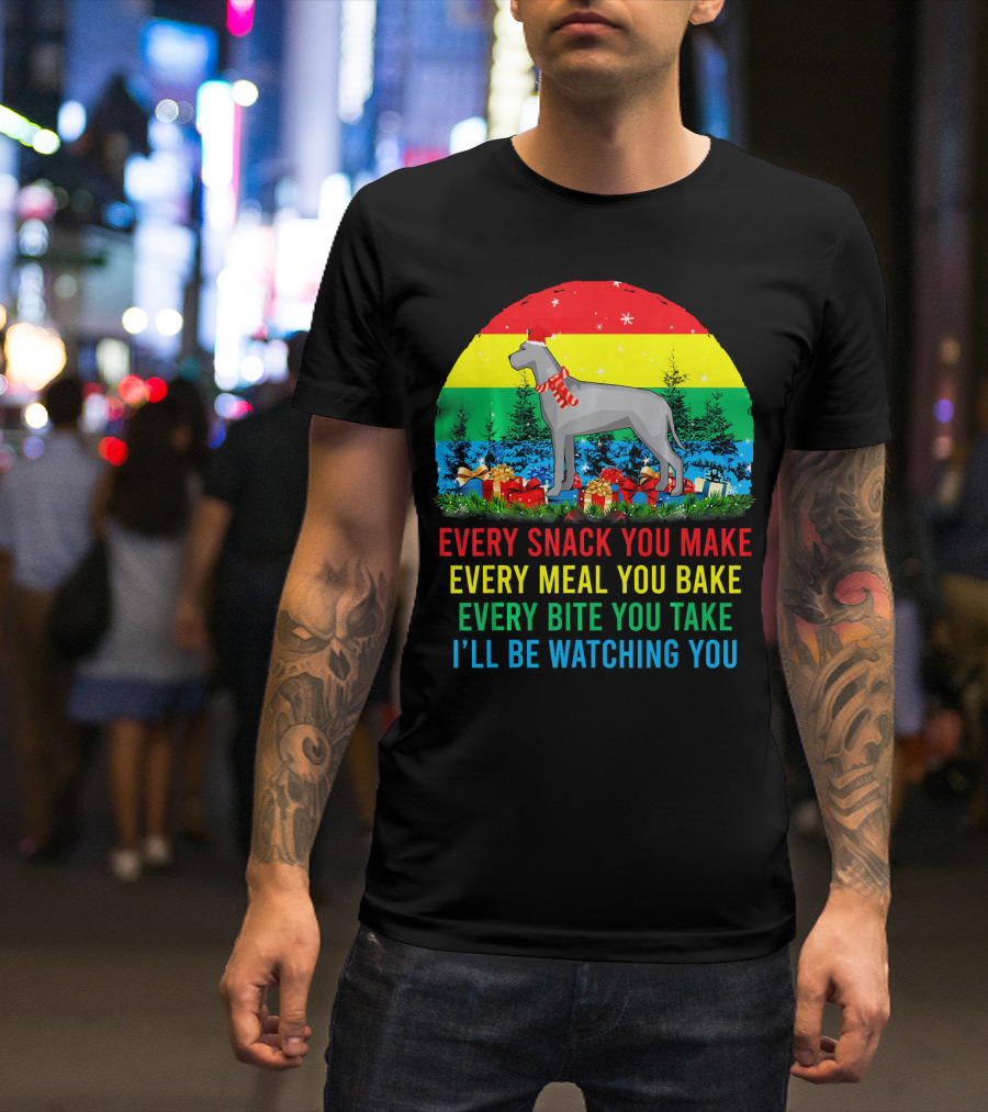 Every Snack You Make Every Meal You Bake Every Bite You Take I'll Be Watching You Great Dane T-Shirt