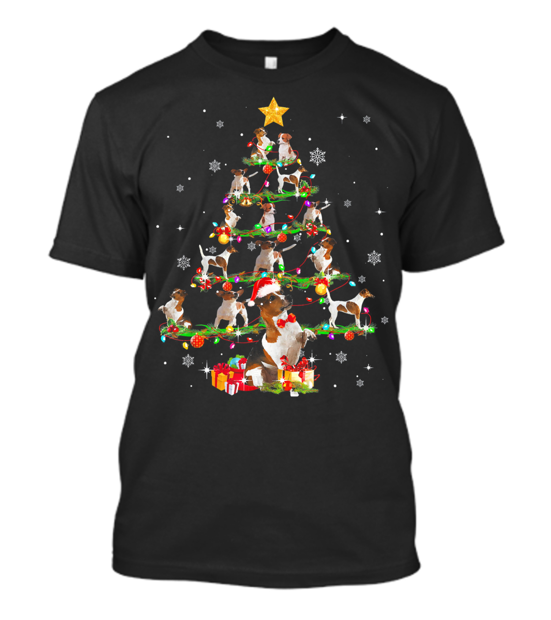Jack Russell Terrier Christmas Tree Santa T-Shirt