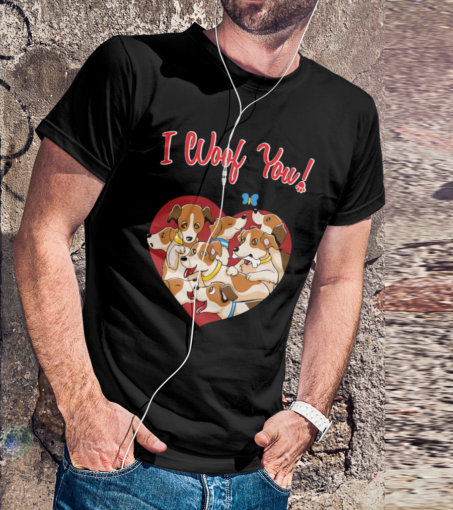 Jack Russell Terrier I Woof You Valentine T-Shirt