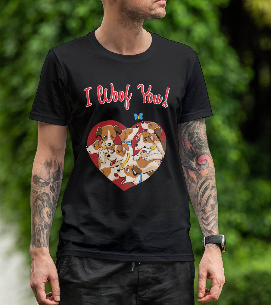 Jack Russell Terrier I Woof You Valentine T-Shirt