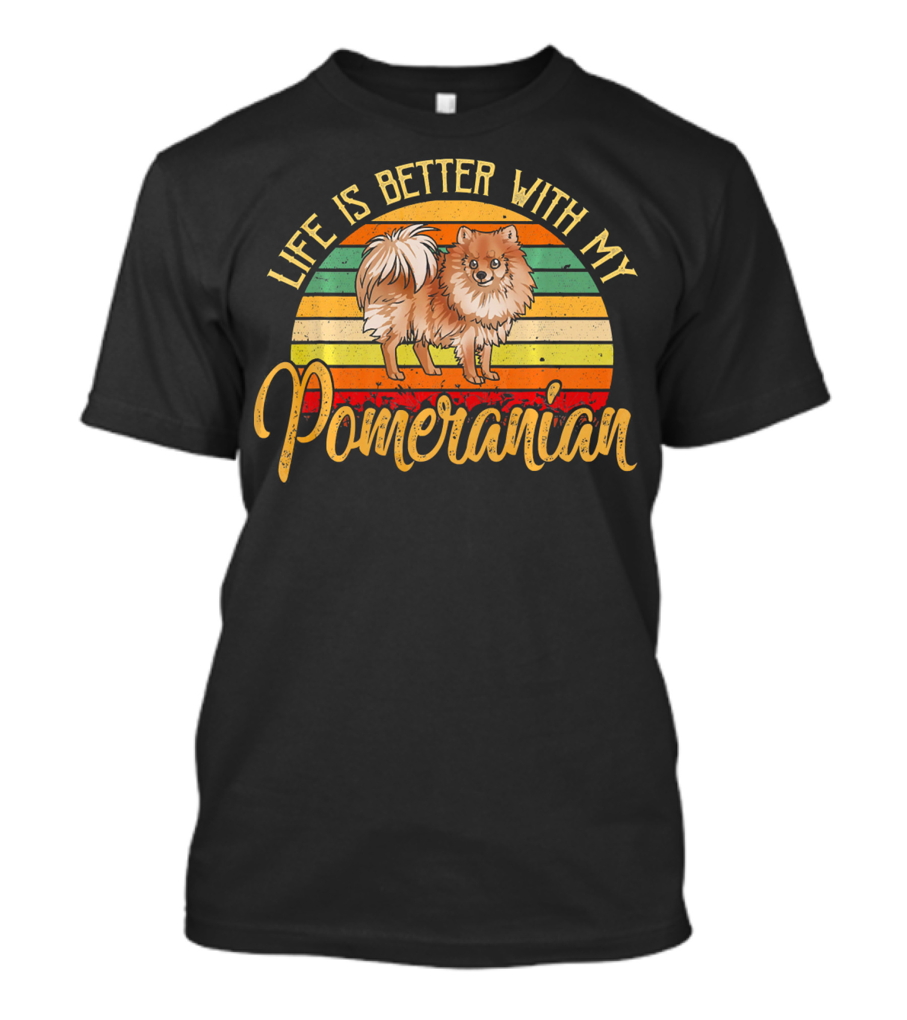 Life Is Better With My Pomeranian Vintage Retro Stripes T-Shirt
