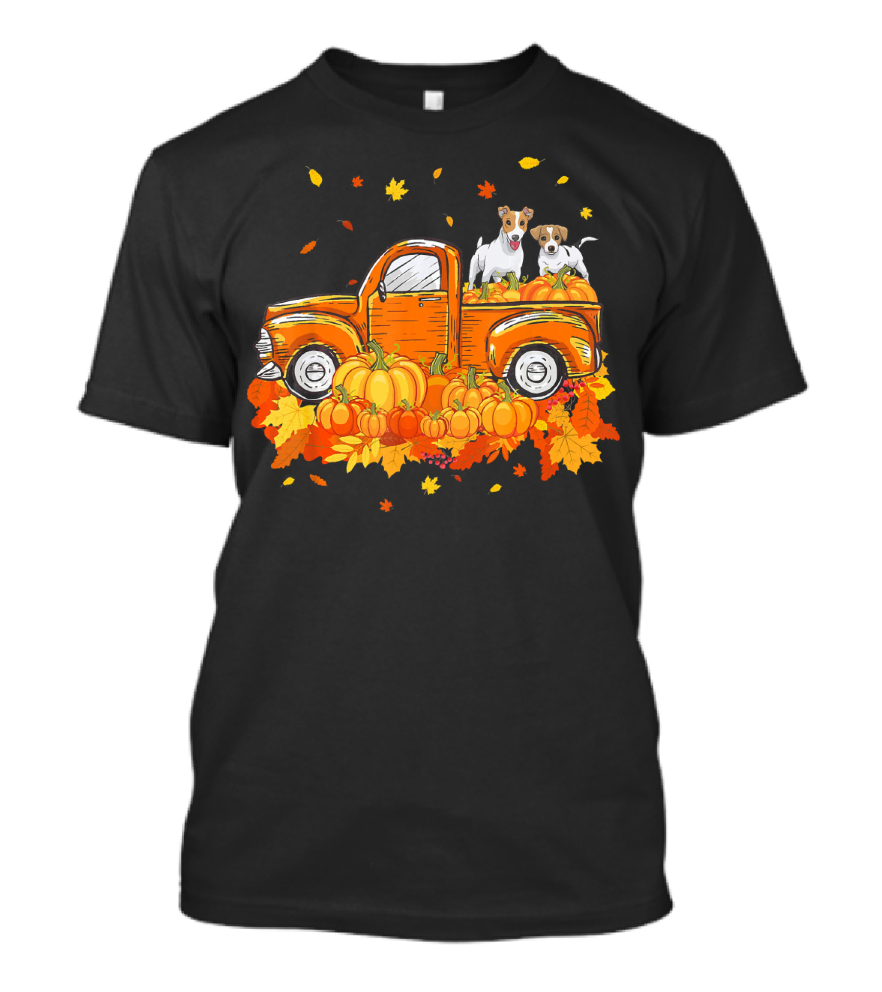 Jack Russell Pumpkin Truck Halloween Fall Leaves T-Shirt
