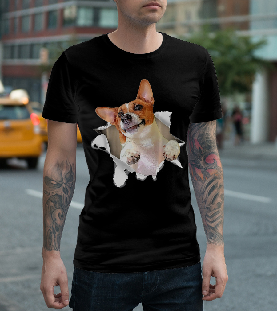 Jack Russell Terrier Torn Dog Inside Hole T-Shirt