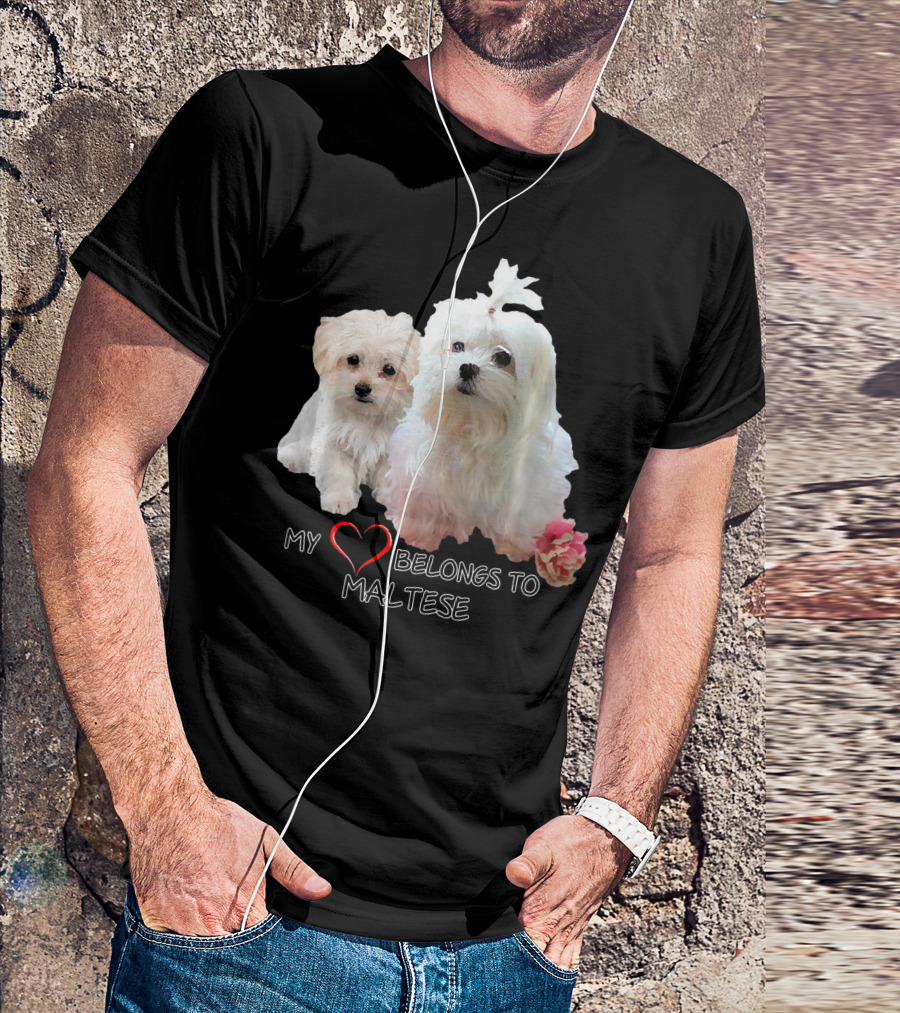 My Heart Belongs To Maltese Dog Lovers Fan Love T-Shirt