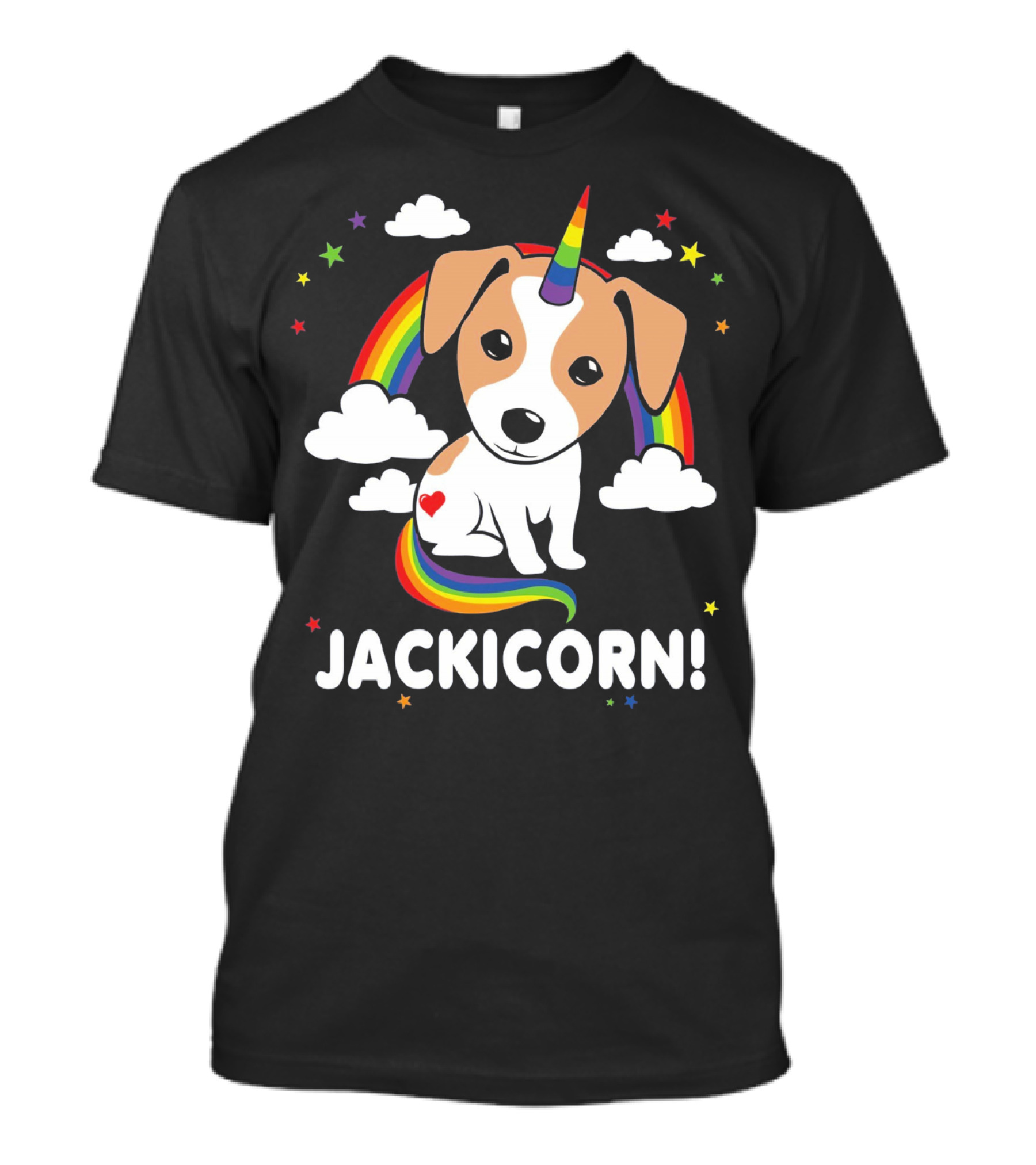 Kids Jack Russell Terrier Jackicorn Rainbow Clouds T-Shirt
