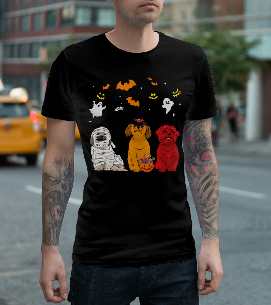 Halloween Shih Tzu Dogs Mummy Witch Devil Bat Ghost Pumpkin T-Shirt