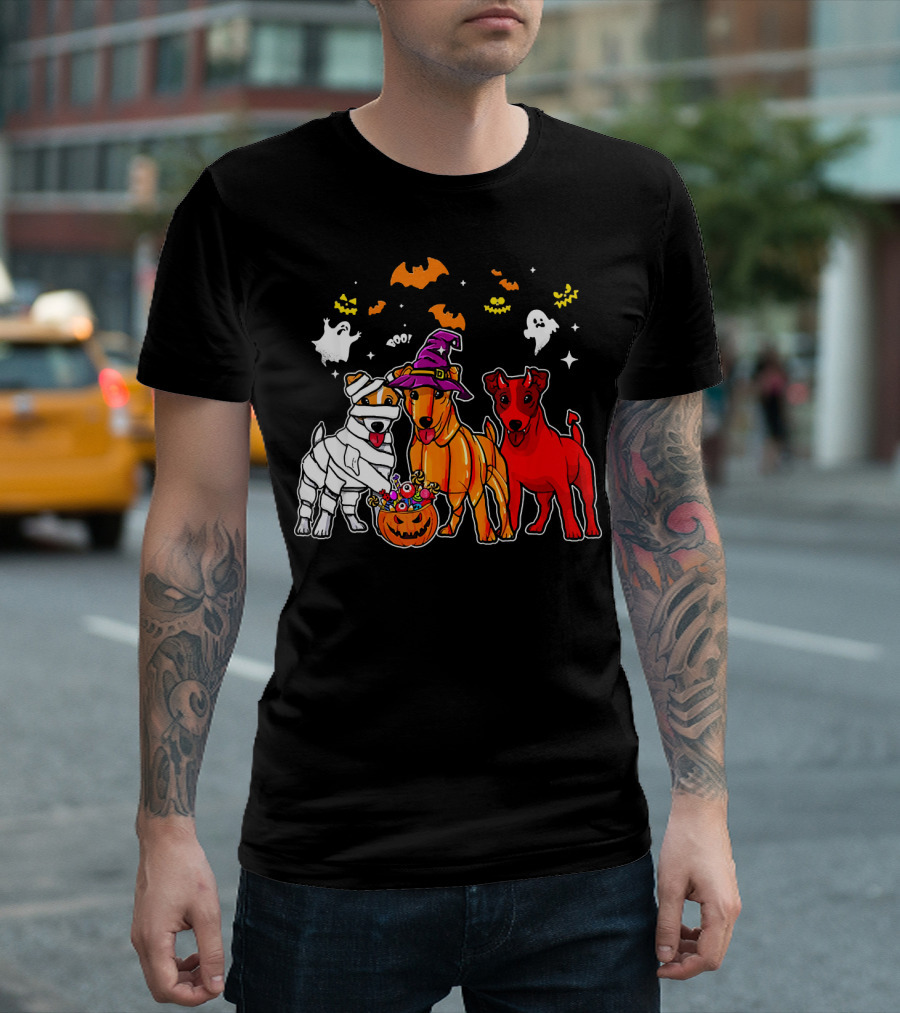 Jack Russell Terrier Halloween Mummy Witch Pumpkin Ghosts Bats BOO T-Shirt