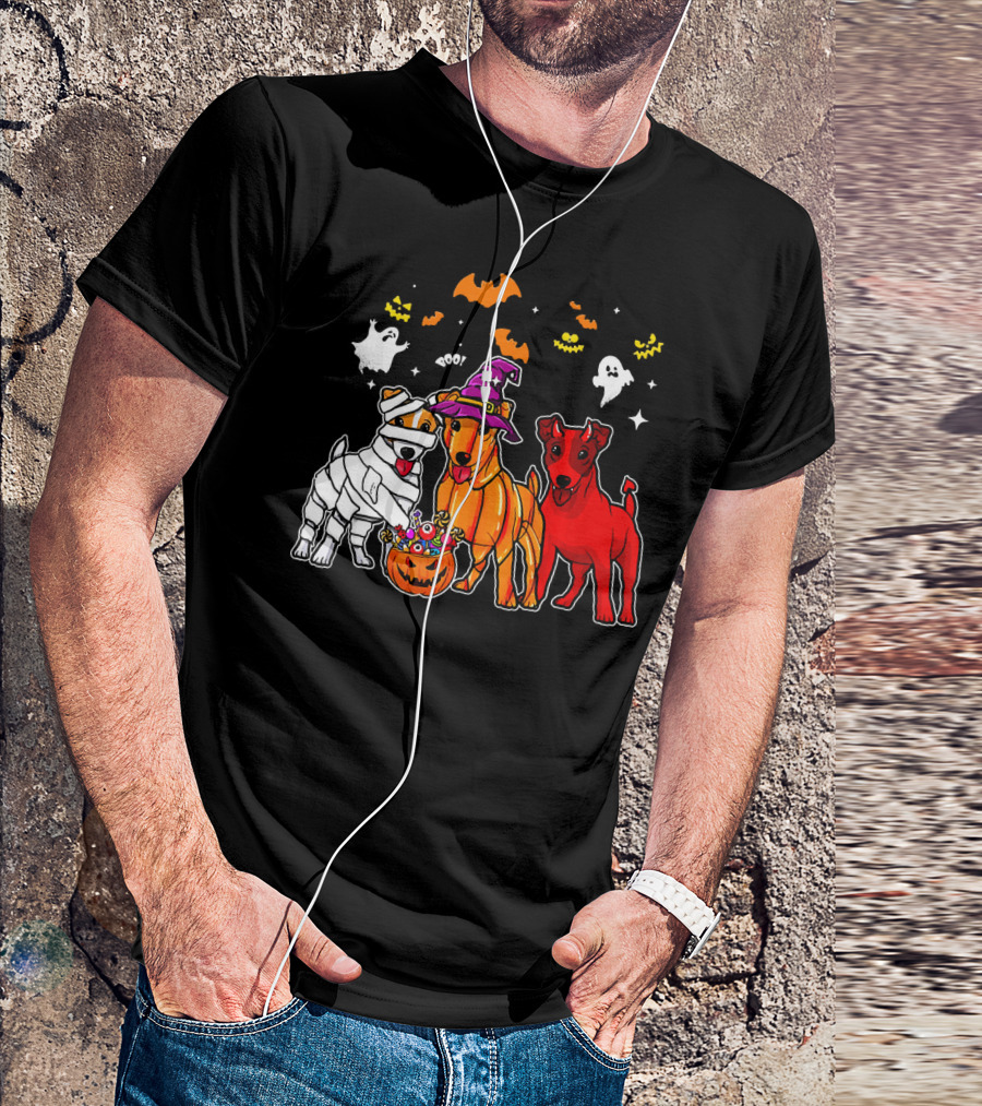 Jack Russell Terrier Halloween Mummy Witch Pumpkin Ghosts Bats BOO T-Shirt