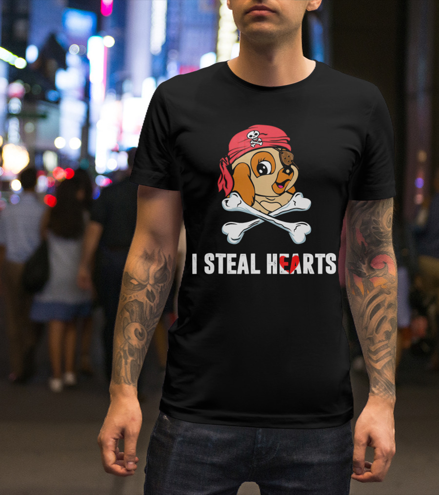 I Steal Hearts Cocker Spaniel Pirate Dog With Crossbones T-Shirt