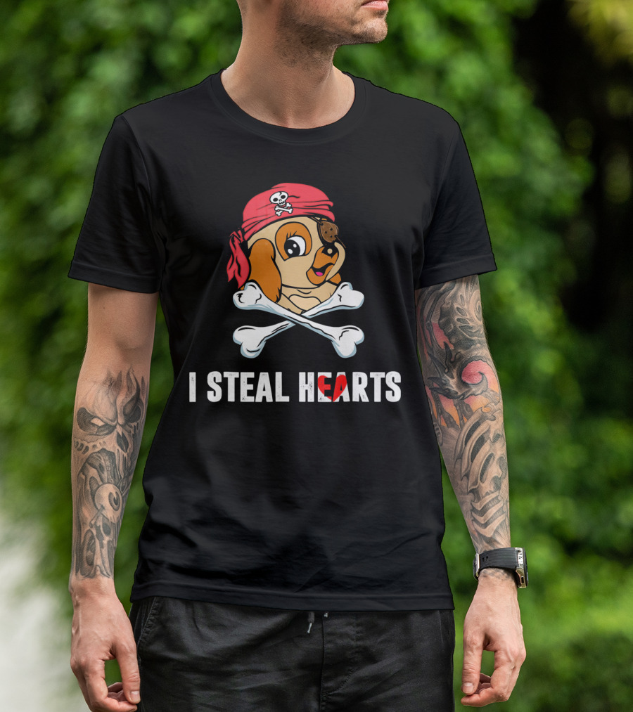 I Steal Hearts Cocker Spaniel Pirate Dog With Crossbones T-Shirt