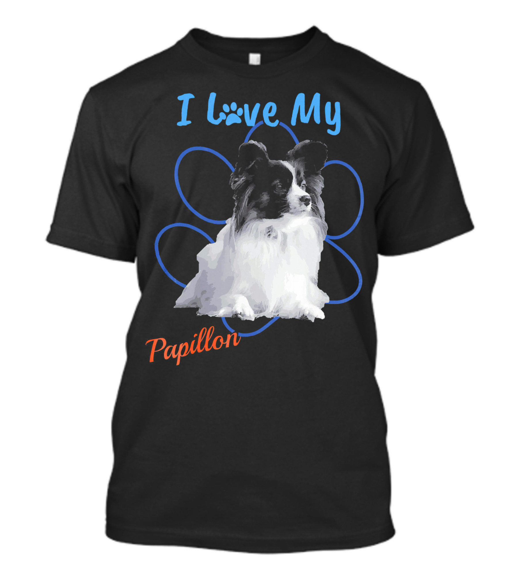 I Love My Papillon Dog Lover Paw Prints T-Shirt