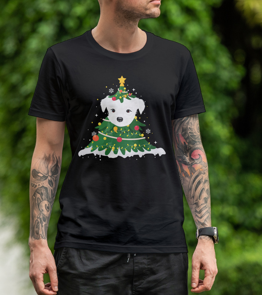 Maltese Dog Christmas Tree With Ornaments And Star T-Shirt