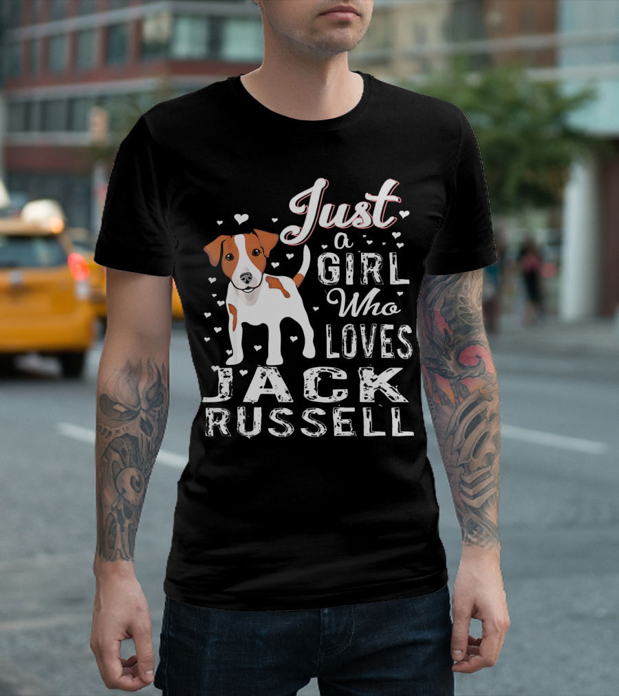 Just A Girl Who Loves Jack Russell With Heart Accents T-Shirt