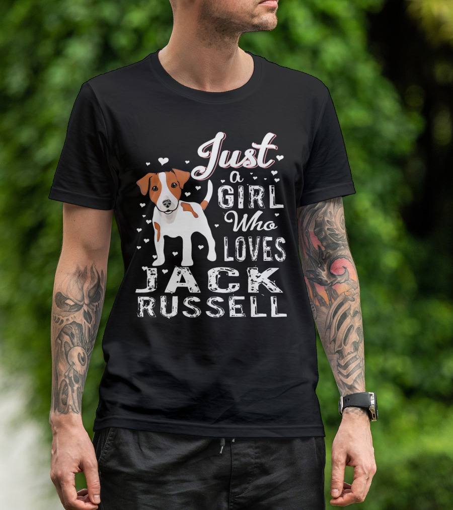 Just A Girl Who Loves Jack Russell With Heart Accents T-Shirt