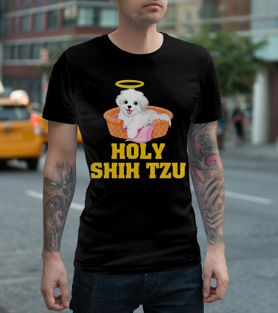 Holy Shih Tzu Funny Dog Shitzu Halo Basket T-Shirt