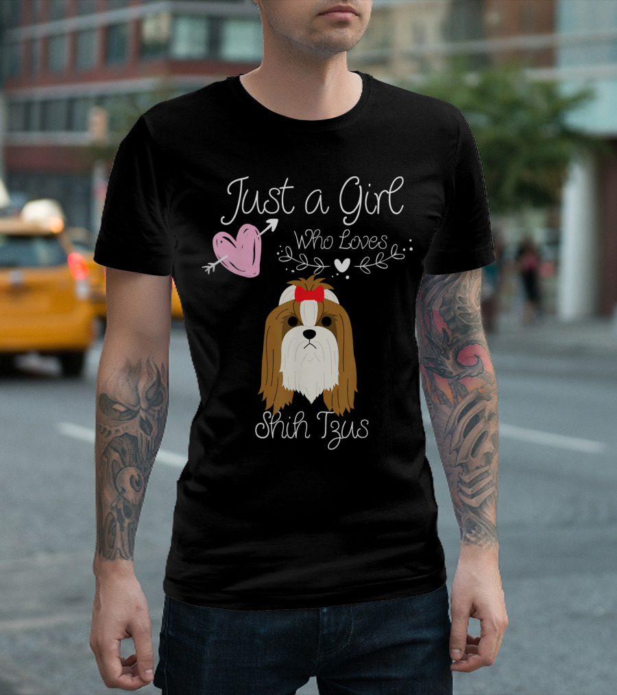 Just A Girl Who Loves Shih Tzus With Heart And Bow T-Shirt