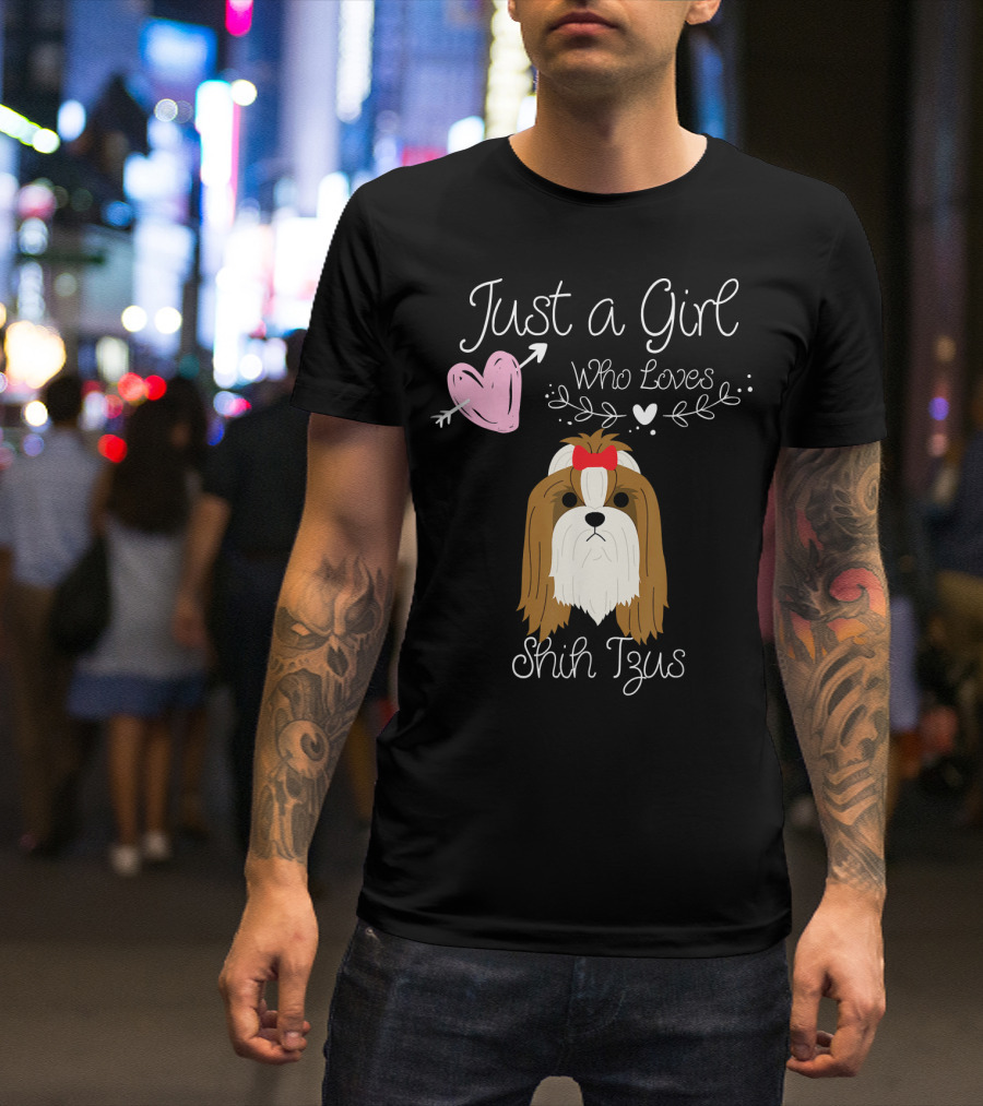Just A Girl Who Loves Shih Tzus With Heart And Bow T-Shirt
