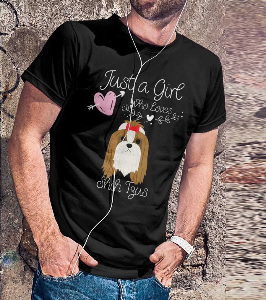 Just A Girl Who Loves Shih Tzus With Heart And Bow T-Shirt
