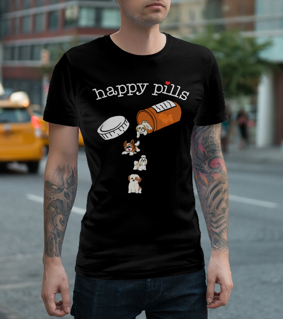 Happy Pills Shih Tzu Puppies Playful Medicine Bottle T-Shirt
