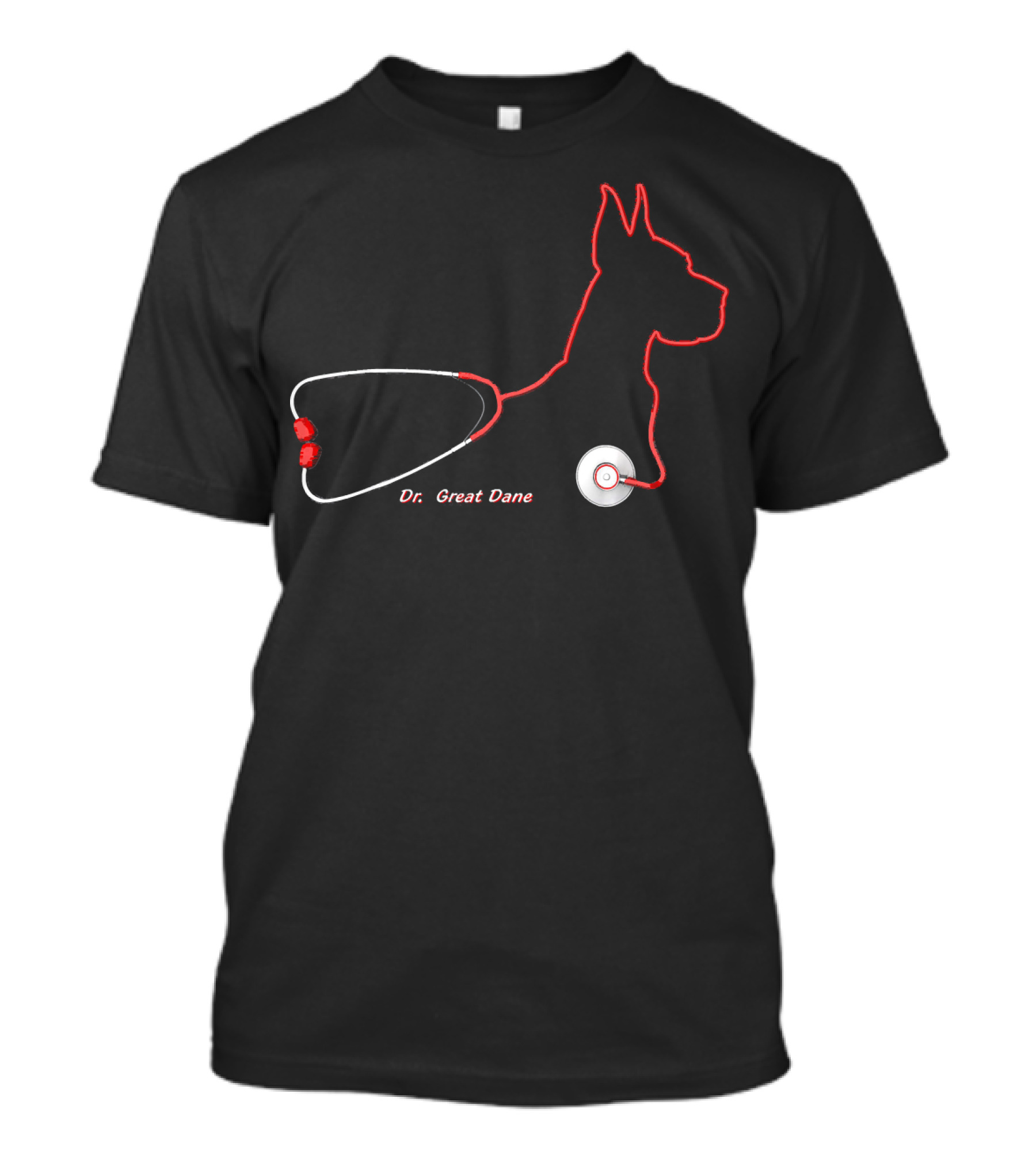 Dr. Great Dane Stethoscope Outline T-Shirt