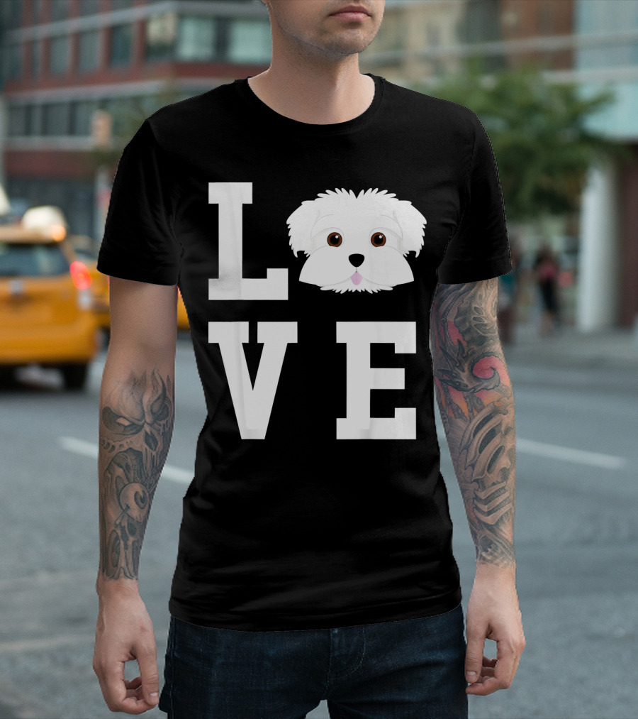 LOVE Maltese Dog Face Cute Pet Lover T-Shirt