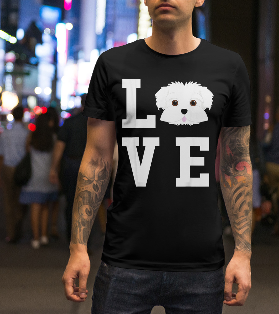 LOVE Maltese Dog Face Cute Pet Lover T-Shirt