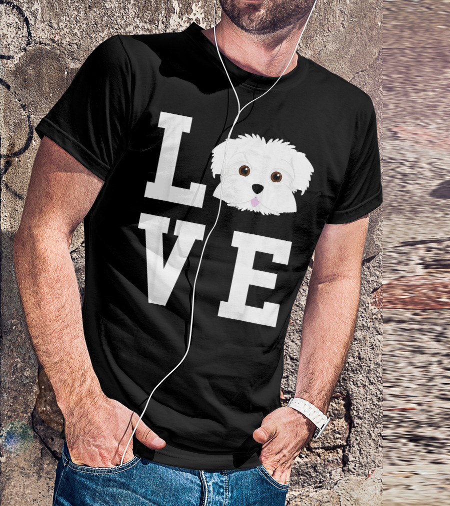 LOVE Maltese Dog Face Cute Pet Lover T-Shirt