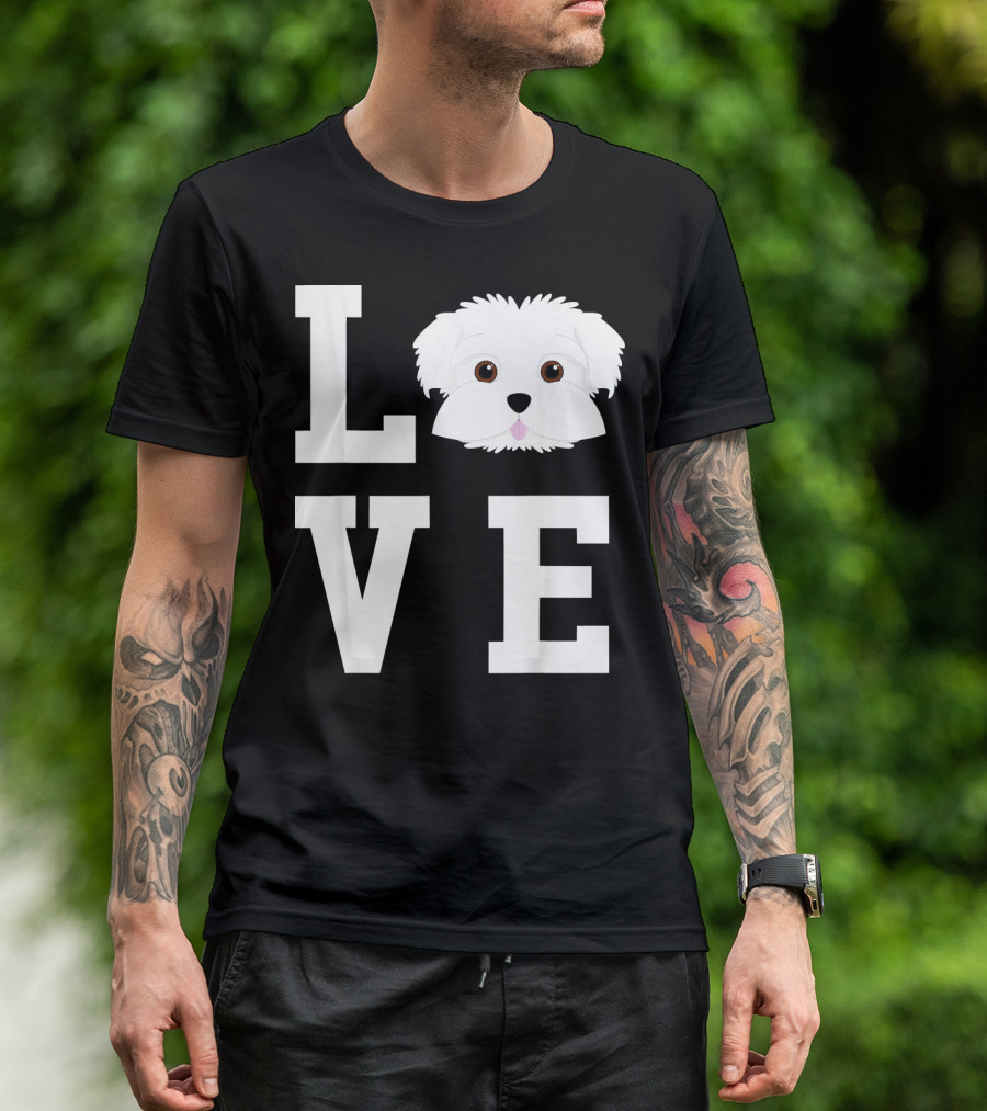 LOVE Maltese Dog Face Cute Pet Lover T-Shirt