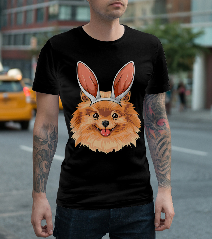 Pomeranian with Bunny Ears Easter T-Shirt