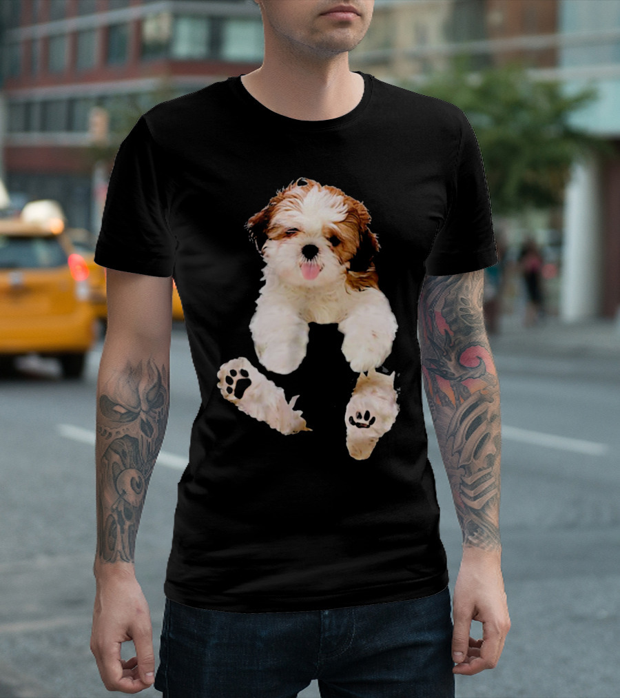 Shih Tzu Puppy Paws In Pocket T-Shirt