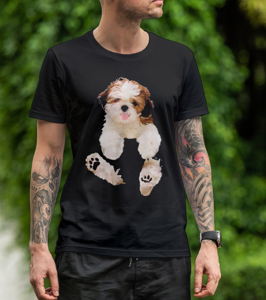 Shih Tzu Puppy Paws In Pocket T-Shirt