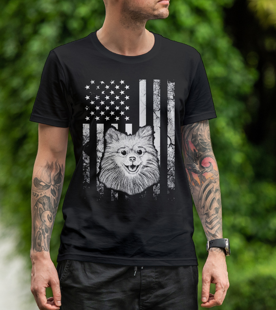 Pomeranian 4th Of July American Flag Dog USA T-Shirt