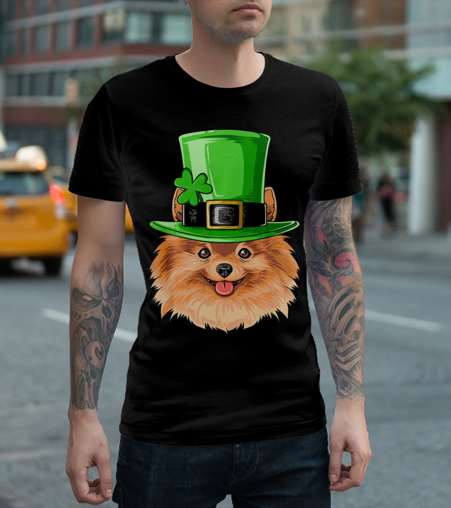 Pomeranian St. Patricks Day Irish Leprechaun Hat T-Shirt