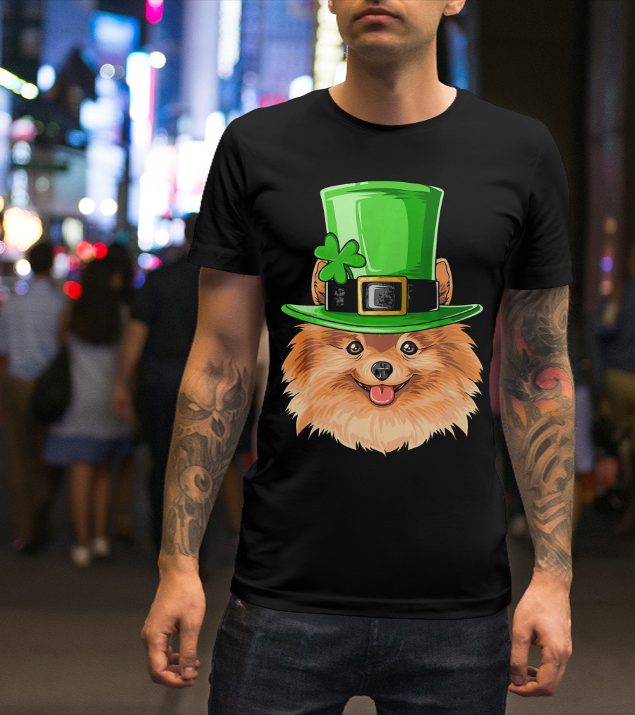 Pomeranian St. Patricks Day Irish Leprechaun Hat T-Shirt