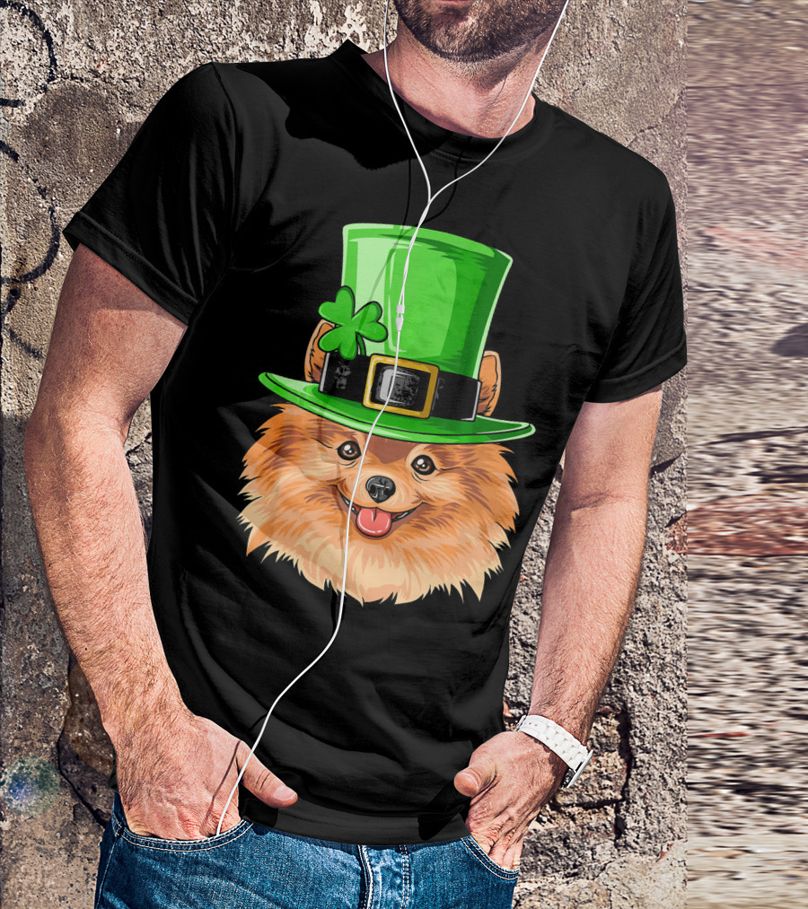 Pomeranian St. Patricks Day Irish Leprechaun Hat T-Shirt