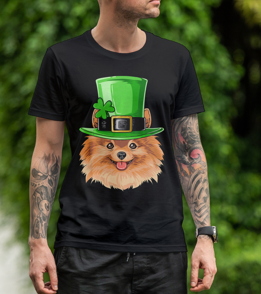 Pomeranian St. Patricks Day Irish Leprechaun Hat T-Shirt
