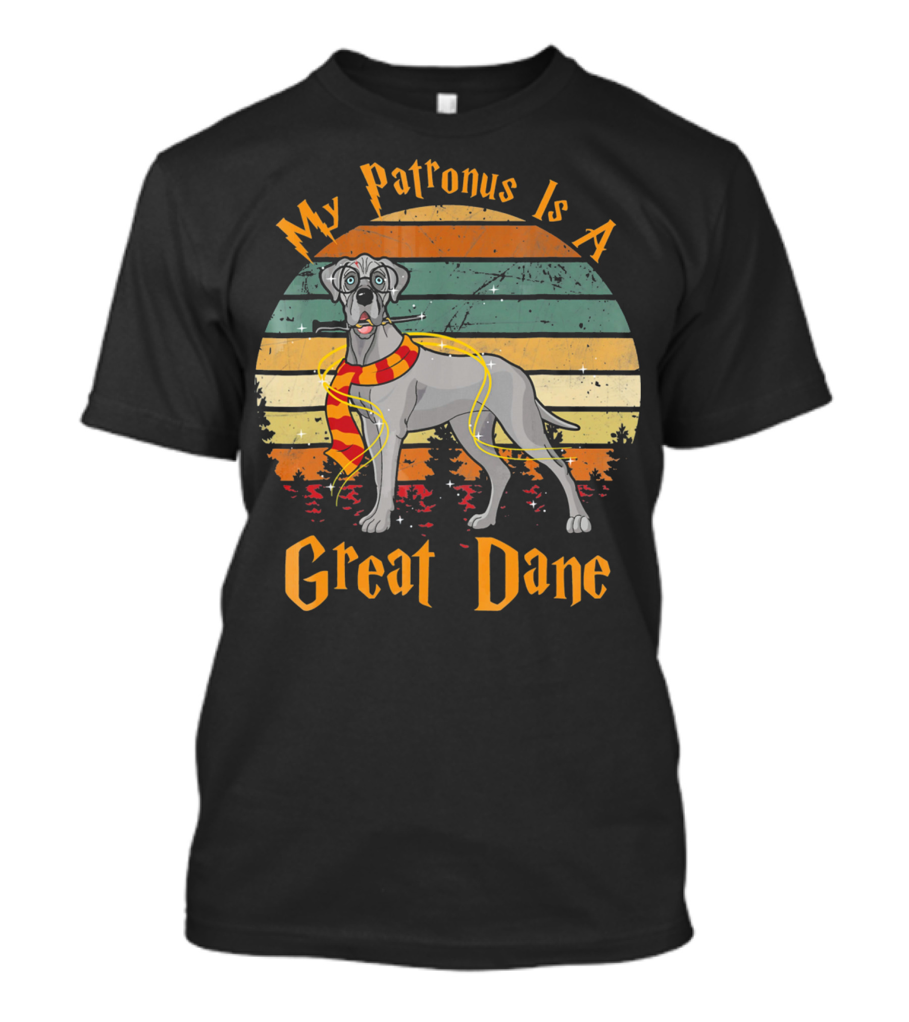 My Patronus Is A Great Dane With Magic Forest Background T-Shirt