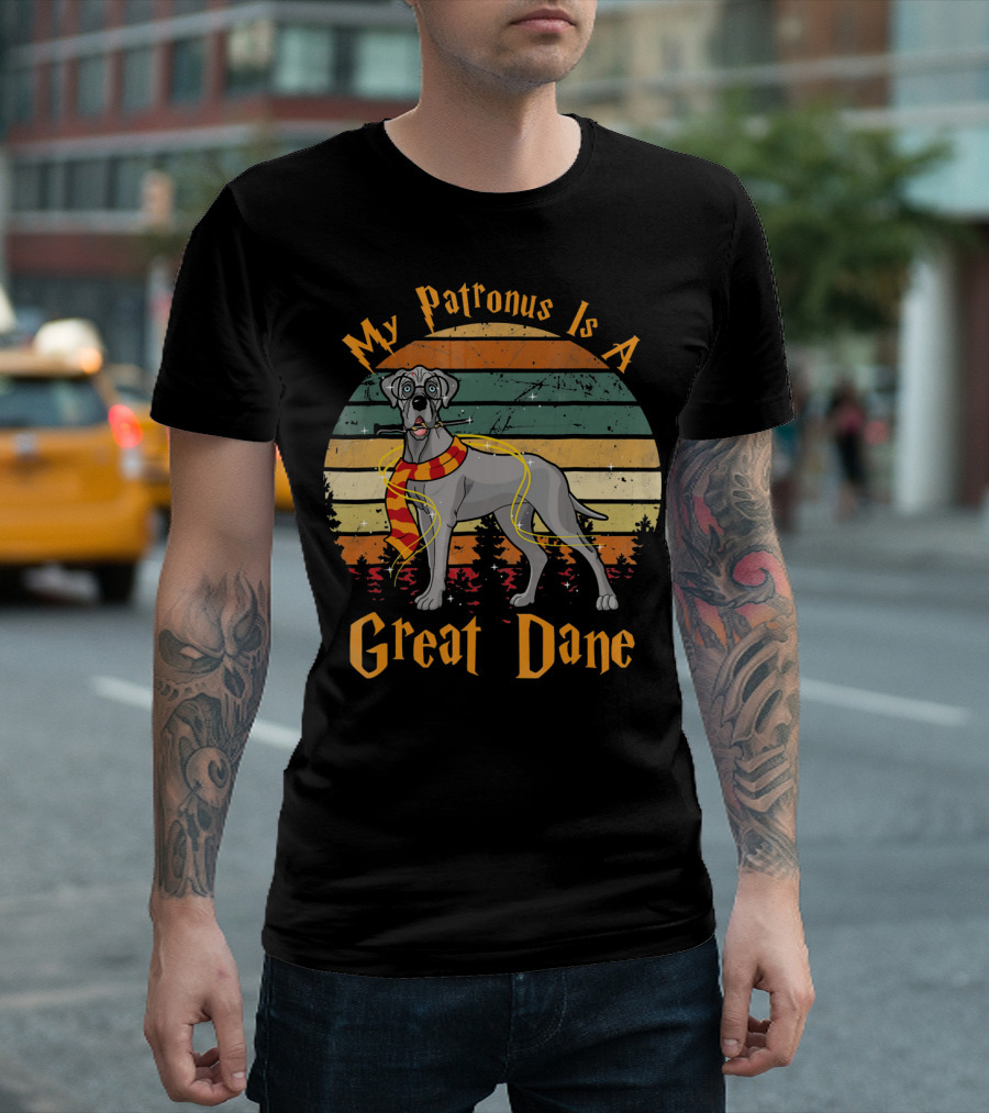 My Patronus Is A Great Dane With Magic Forest Background T-Shirt