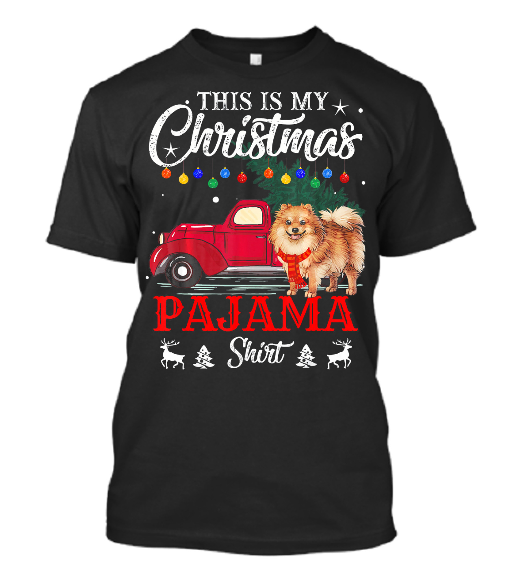 This Is My Christmas Pajama Shirt With Pomera And Red Truck T-Shirt