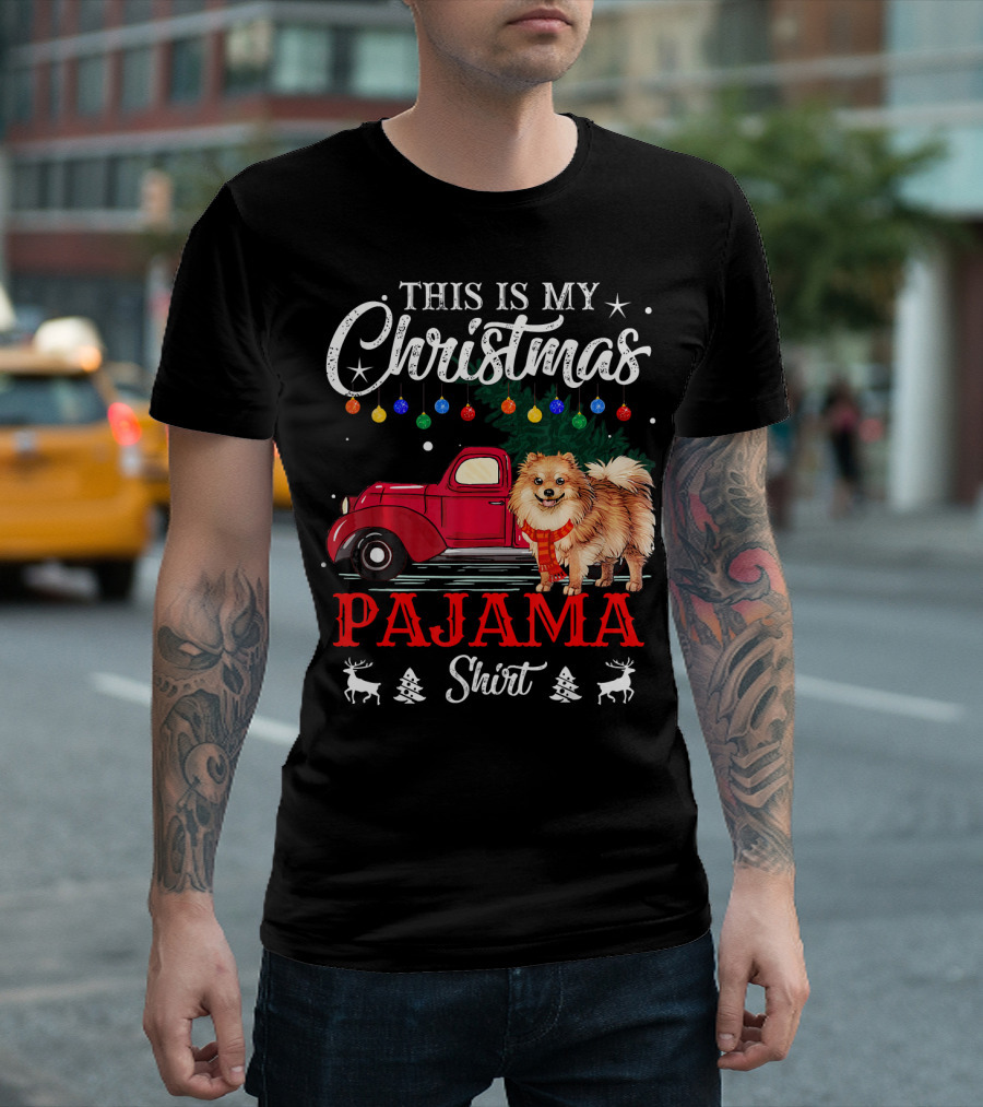 This Is My Christmas Pajama Shirt With Pomera And Red Truck T-Shirt