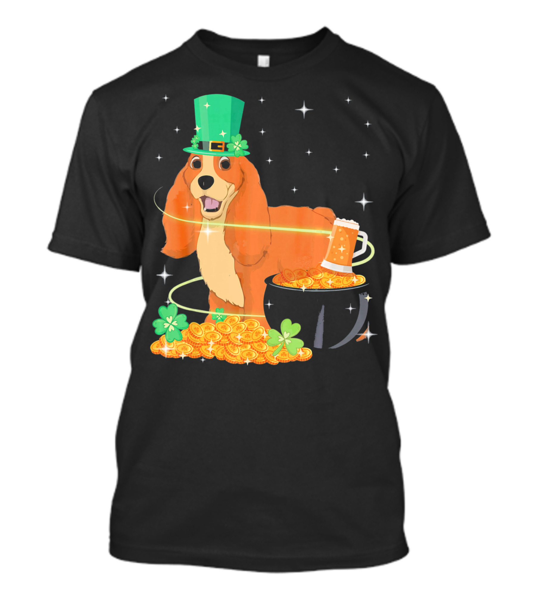 Shamrock Gold American Cocker Spaniel St. Patrick's Day Pot Of Gold T-Shirt