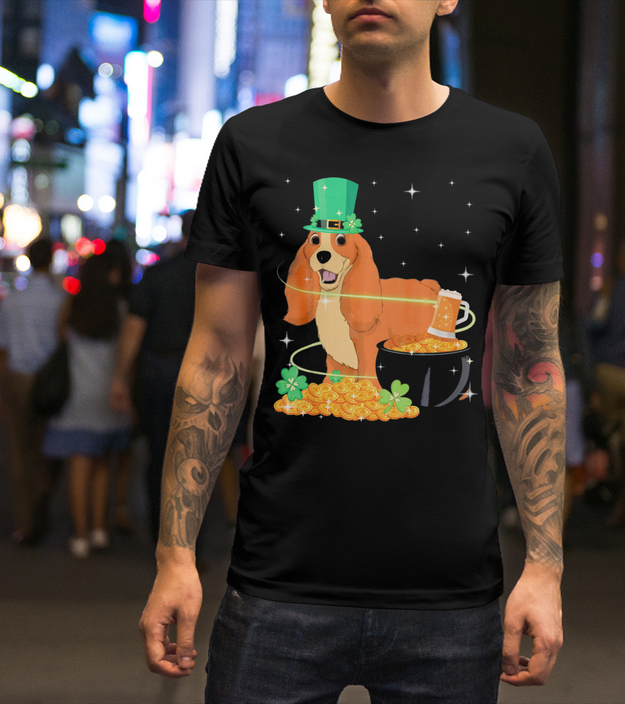 Shamrock Gold American Cocker Spaniel St. Patrick's Day Pot Of Gold T-Shirt