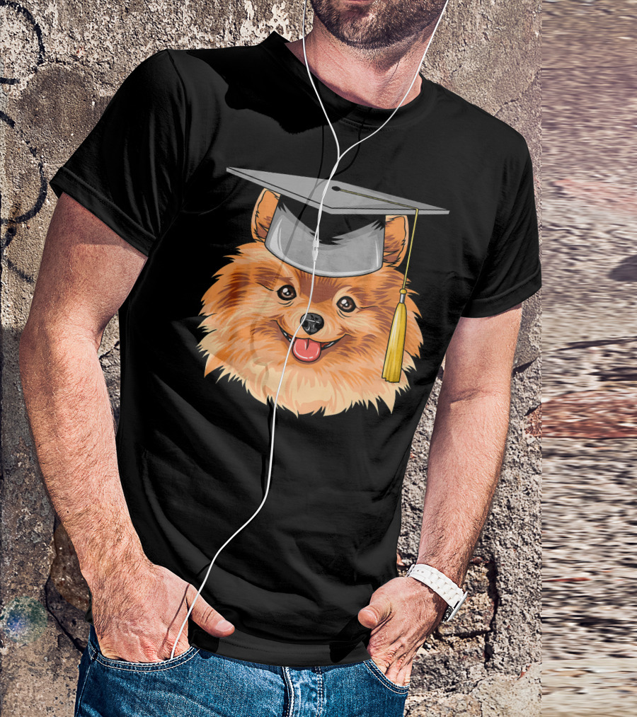 Pomeranian Graduation Hat Pomer Graduate Dog T-Shirt