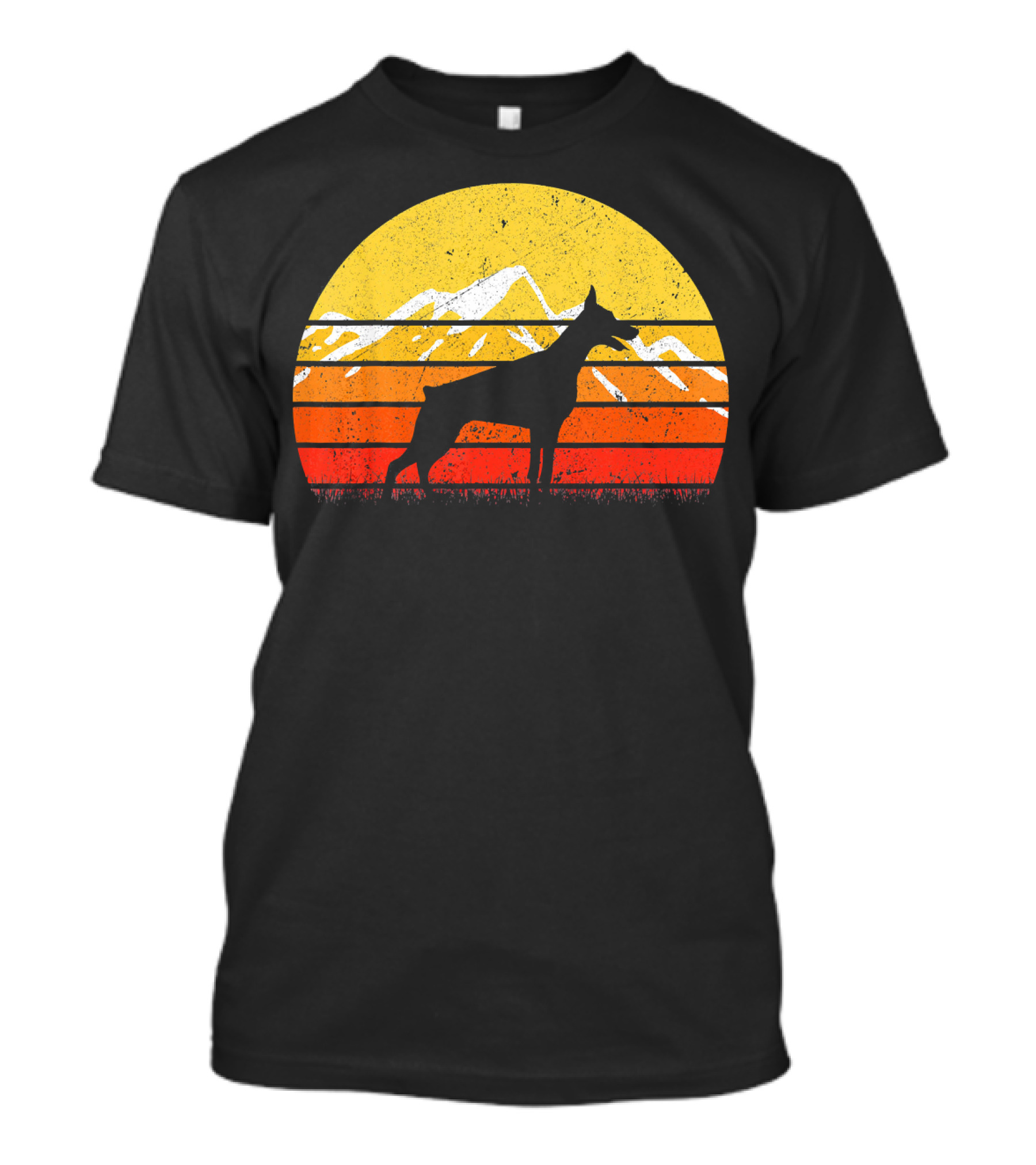 Retro Vintage Doberman Sunset Mountain T-Shirt
