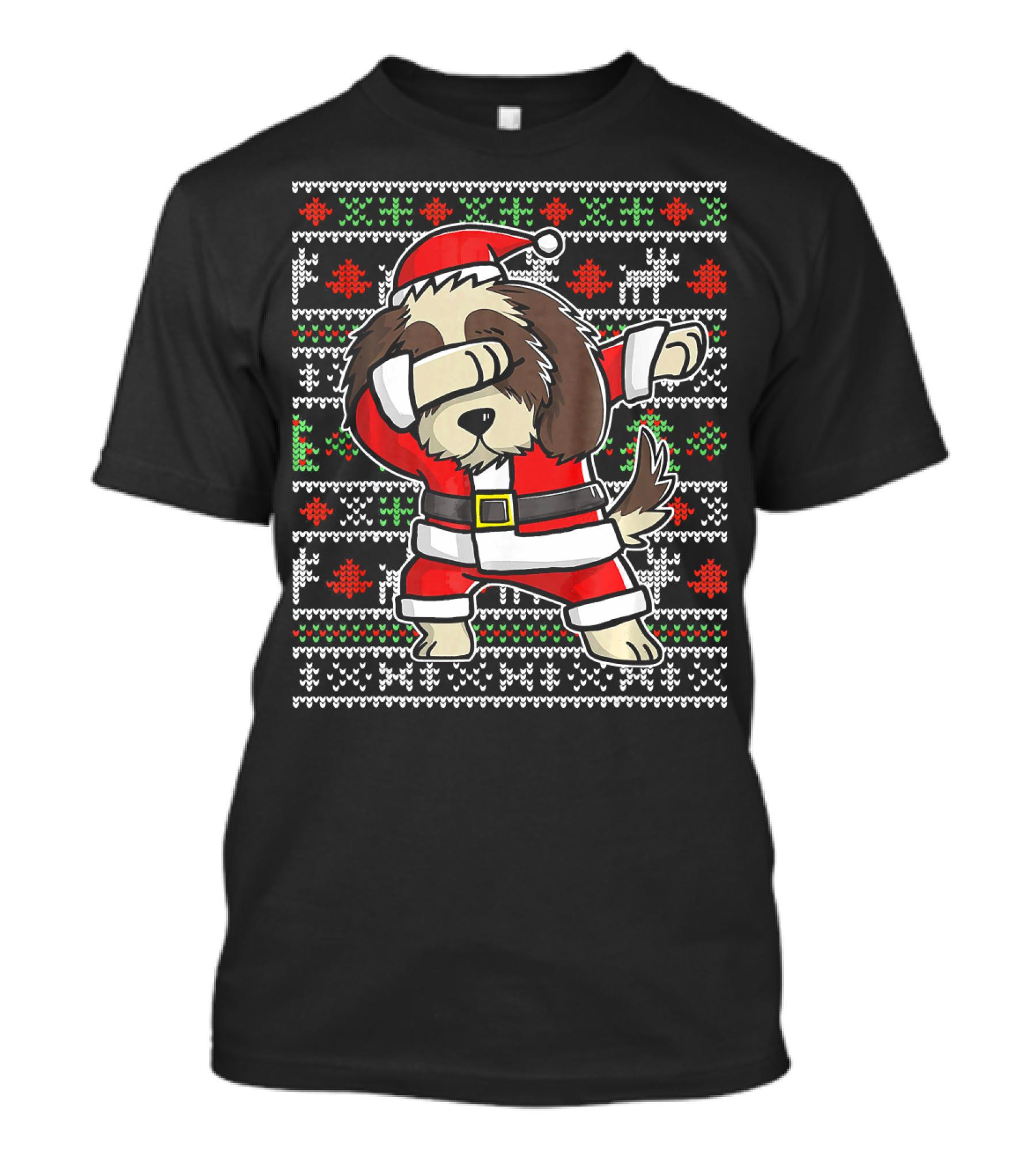Shih Tzu Dog Santa Hat Dabbing Christmas T-Shirt