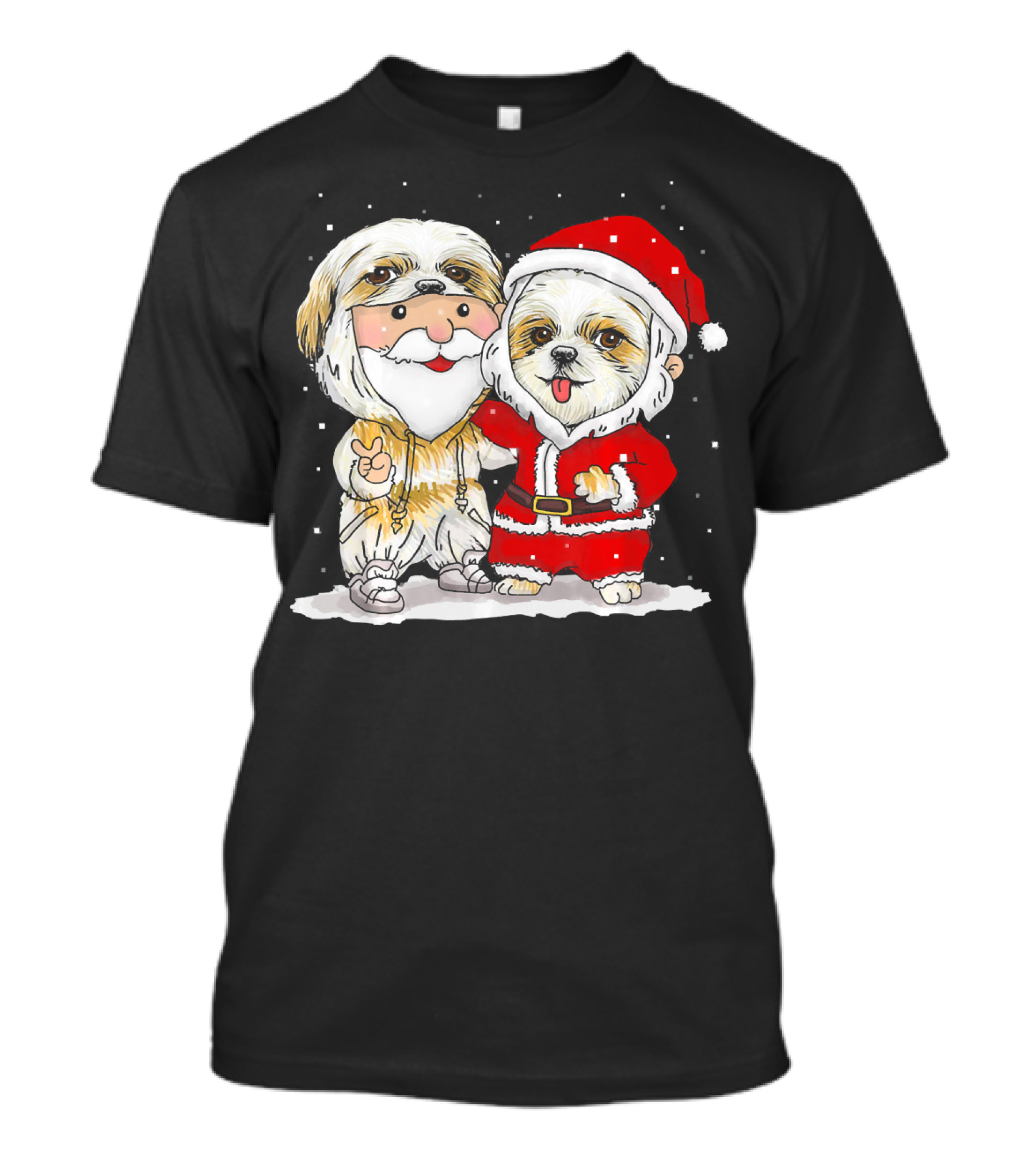 Shih Tzu In Santa Costume With Christmas Chibi T-Shirt