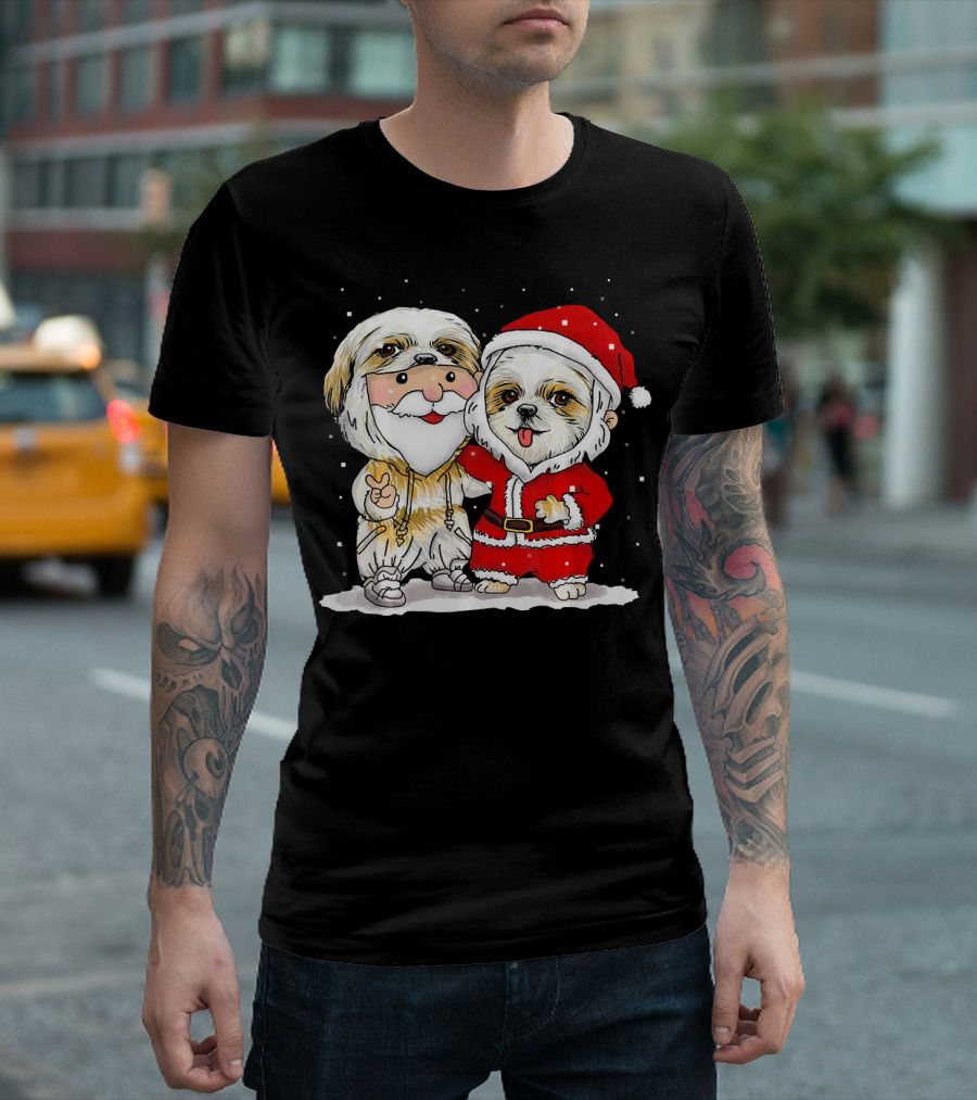 Shih Tzu In Santa Costume With Christmas Chibi T-Shirt