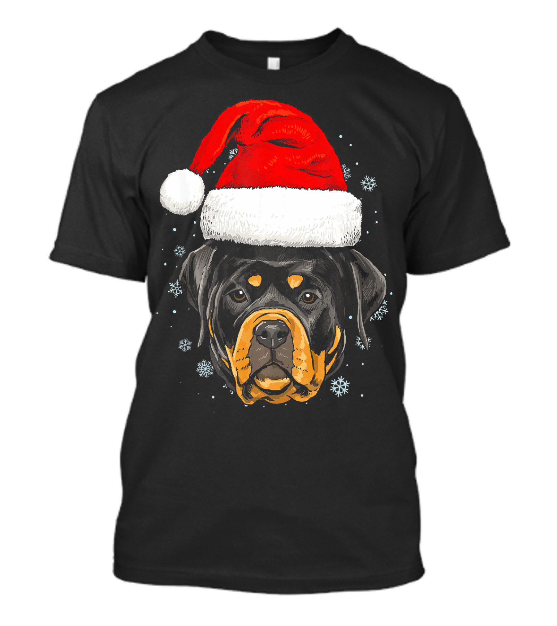 Rottweiler Santa Hat Christmas Dog Snowflakes Boys Girl T-Shirt