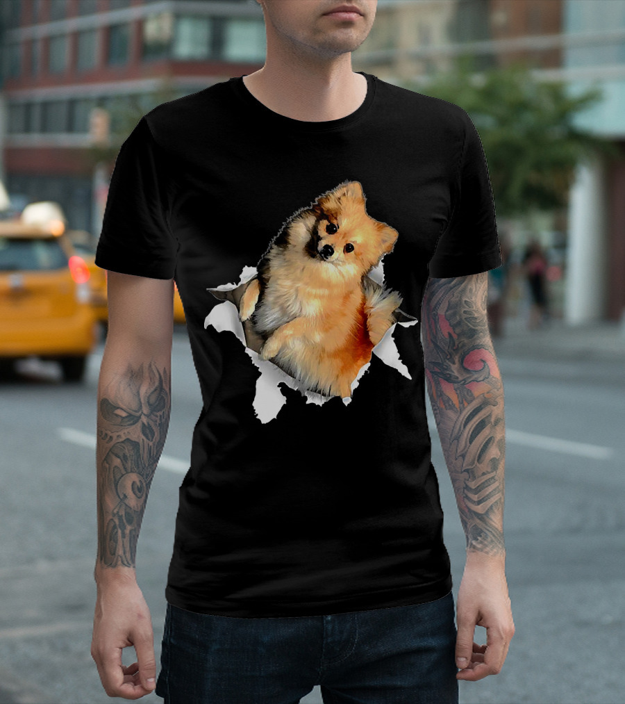 Pomeranian Torn Dog T-Shirt